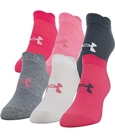 NWT 6 Pairs Under Armour MD Women's 6-9 Essential No Show Socks Pink Multi