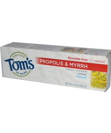 Tom's of Maine Natural Antiplaque Propolis & Myrrh Toothpaste Fluoride-Free Fennel 5.5 oz (155.9 g)