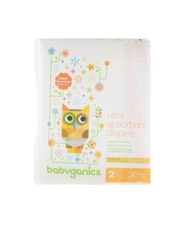BabyGanics Ultra Absorbent Diapers Size 2 12-18 lbs (5-8 kg) 30 Diapers