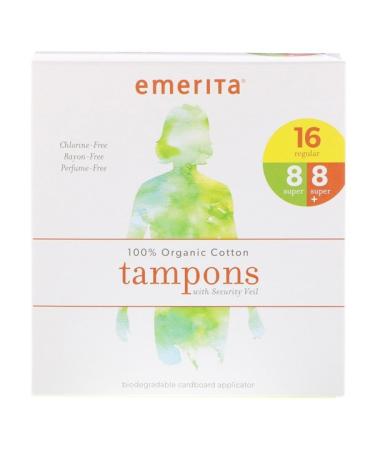 Emerita 100% Organic Cotton Tampons with Security Veil Multipack 32 Tampons