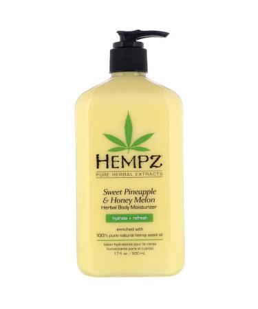 Hempz Sweet Pineapple & Honey Melon Herbal Body Moisturizer Hydrate + Refresh 17 fl oz (500 ml)