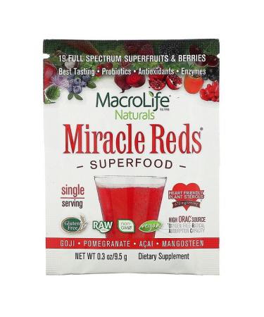Macrolife Naturals Miracle Reds Superfood Goji Pomegranate  Acai  Mangosteen 0.3 oz (9.5 g)
