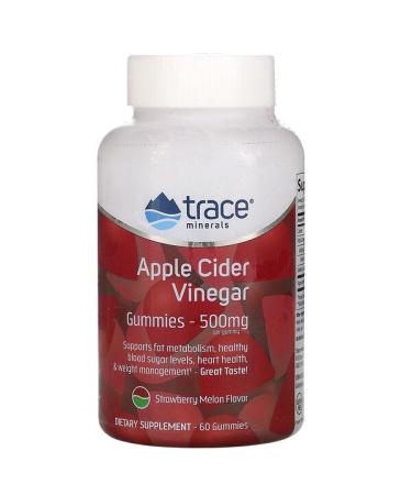 Trace Minerals Research Apple Cider Vinegar Gummies Strawberry Melon Flavor 500 mg 60 Gummies