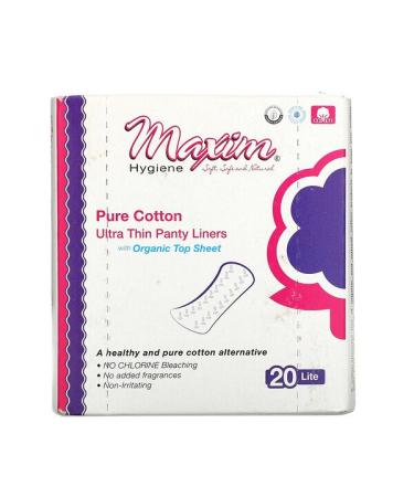 Maxim Hygiene Products Pure Cotton Ultra Thin Panty Liners Lite 20 Liners