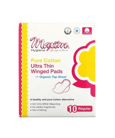 Maxim Hygiene Products Pure Cotton Ultra Thin Winged Pads Regular 10 Pads
