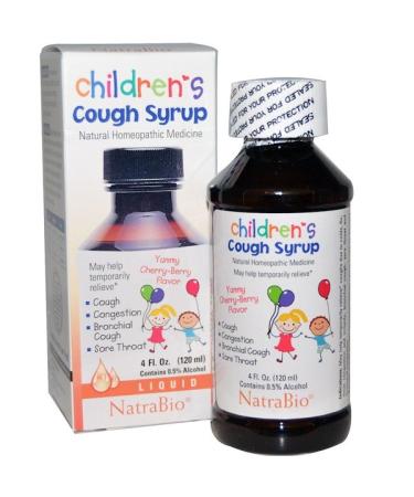 NatraBio Children's Cough Syrup Yummy Cherry-Berry Flavor 4 fl oz (120 ml)