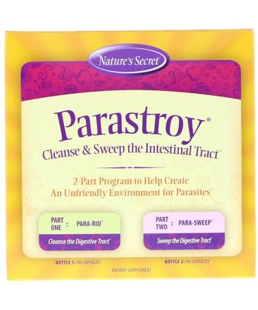 Nature's Secret Parastroy Cleanse & Sweep The Intestinal Tract 2 Bottles 90 Capsules Each