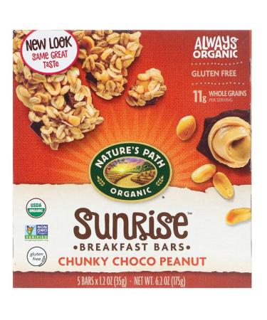 Nature's Path Organic Sunrise Breakfast Bars Chunky Choco Peanut 5 Bars 1.2 oz (35 g) Each