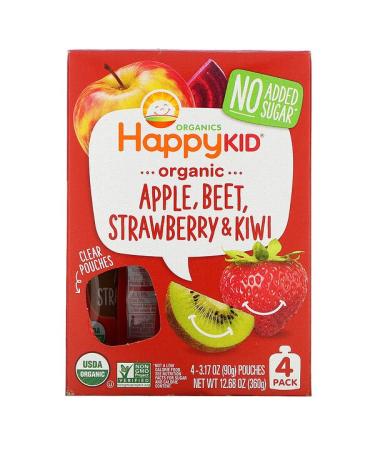 Happy Family Organics Happy Kid Organic Apple Beet Strawberry & Kiwi 4 Pouches 3.17 oz (90 g) Each