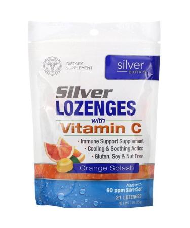 American Biotech Labs Silver Biotics Silver Lozenges 60 PPM SilverSol Orange Splash 21 Lozenges