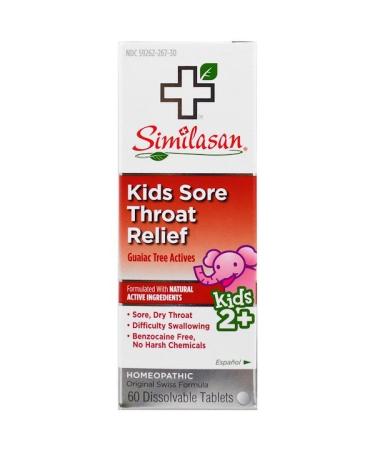 Similasan Kids Sore Throat Relief Guaiac Tree Actives Kids 2+ 60 Dissolvable Tablets