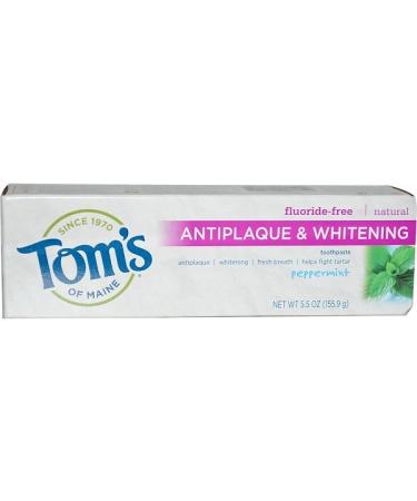 Tom's of Maine Antiplaque & Whitening Fluoride-Free Toothpaste Peppermint 5.5 oz (155.9 g)