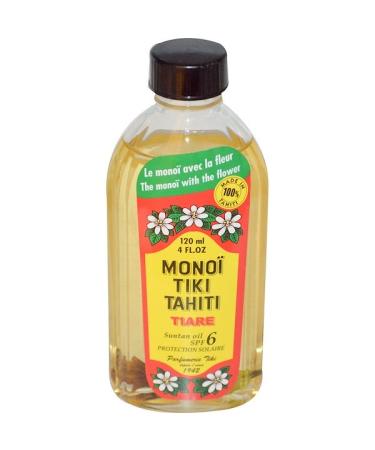 Monoi Tiare Tahiti Suntan Oil SPF 6 Protection Solaire Tiare (Gardenia) 4 fl oz (120 ml)