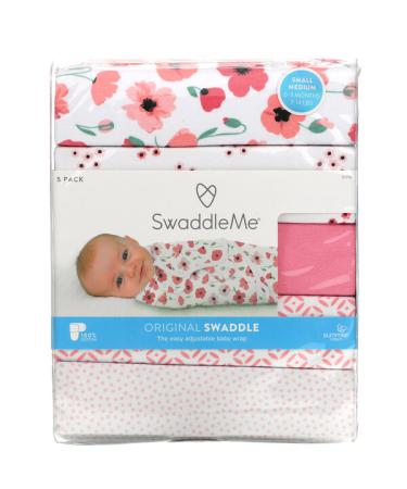 Summer Infant SwaddleMe Original Swaddle Small/Medium 0-3 Months Floral 5 Pack