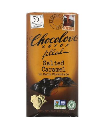 Chocolove Chocolate Filled Salted Caramel in Dark Chocolate 55% Cocoa 3.2 oz (90 g)