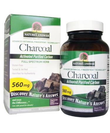 Nature's Answer Charcoal Activated Purified Carbon 560 mg 90 Vegetable Capsules