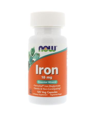 Now Foods Iron 18 mg 120 Veg Capsules