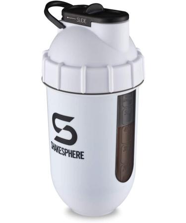 ShakeSphere Protein Shaker Bottle - Matte White - Black Window - 24oz