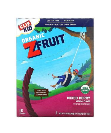 Clif Bar Clif Kid Organic ZFruit Rope Mixed Berry 18 Pieces 0.7 oz (20 g) Each