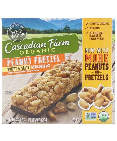 Cascadian Farm Organic Chewy Granola Bars Sweet & Salty Peanut Pretzel 5 Bars 1.2 oz (35 g) Each