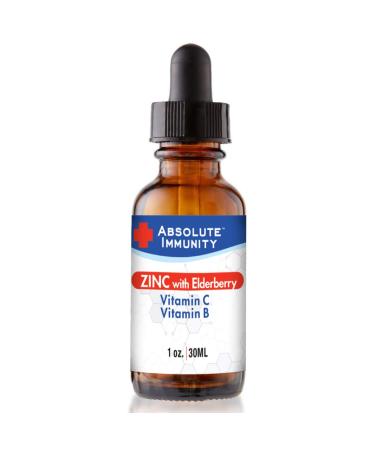 Absolute Nutrition Immunity Zinc with Elderberry Vitamin C & Vitamin B 1 oz (30 ml)