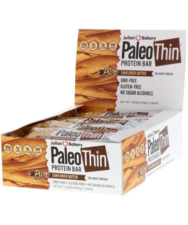 Julian Bakery Paleo Thin Protein Bar Pure Sunflower Butter 12 Bars 2.08 oz (59 g) Each