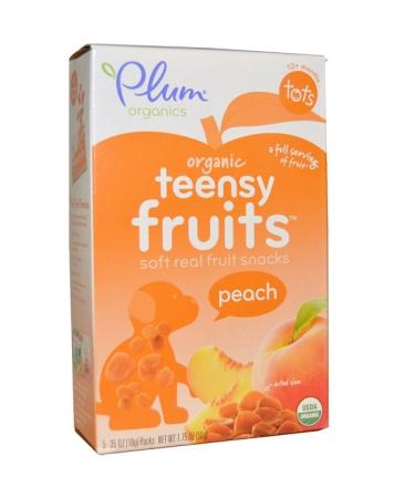 Plum Organics Tots Organic Teensy Soft Fruits Snacks Peach 12+ Months 5 Packs .35 oz (10 g) Each