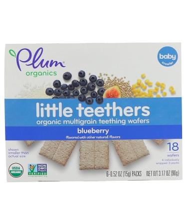 Plum Organics Little Teethers Organic Multigrain Teething Wafers Blueberry 6 Packs 0.52 oz (15 g) Each