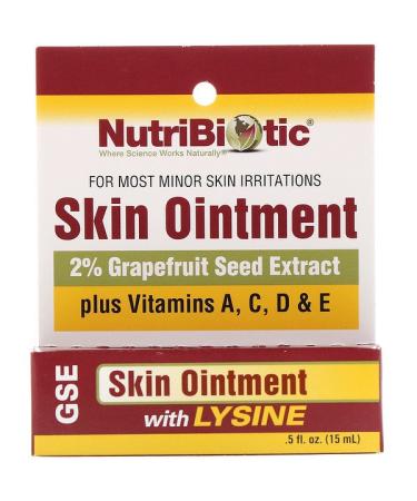 NutriBiotic Skin Ointment 2% Grapefruit Seed Extract with Lysine .5 fl oz (15 ml)