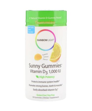 Rainbow Light Sunny Gummies Vitamin D3  Lemon Flavor 1000 IU 50 Gummies