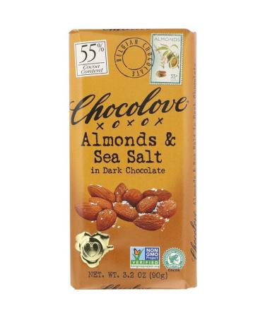 Chocolove Almonds & Sea Salt in Dark Chocolate 55% Cocoa 3.2 oz (90 g)