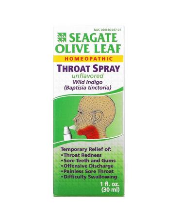 Seagate Olive Leaf Throat Spray Unflavored 1 fl oz (30 ml)