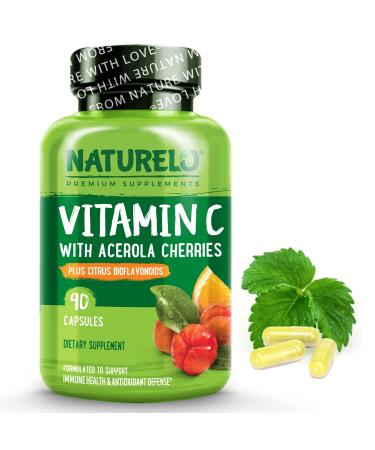 NATURELO Vitamin C with Organic Acerola Cherry and Natural Citrus Bioflavonoids - 90 Capsules