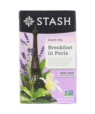Stash Tea Black Tea Breakfast in Paris 18 Tea Bags 1.2 oz (36 g)