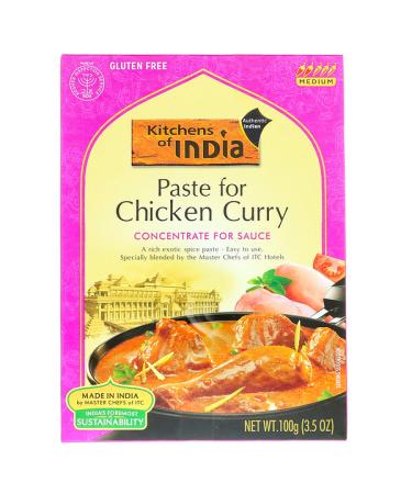 Kitchens of India Paste for Chicken Curry Concentrate For Sauce Medium 3.5 oz (100 g)
