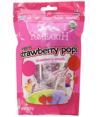 Yummy Earth Organic Standup Lollipops Strawberry Smash - 3 oz - Case of 6