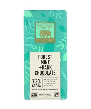 Endangered Species Chocolate Forest Mint + Dark Chocolate 72% Cocoa 3 oz (85 g)