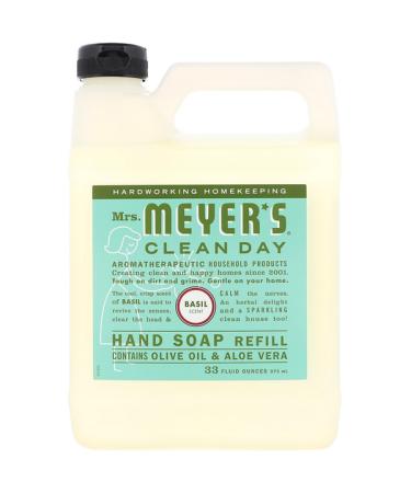 Mrs. Meyers Clean Day Liquid Hand Soap Refill Basil Scent 33 fl oz (975 ml)