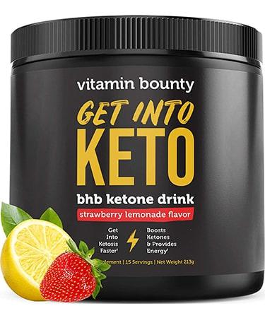 Vitamin Bounty Get Into Keto Exogenous BHB Ketone Drink - Strawberry Lemonade - 15 Servings