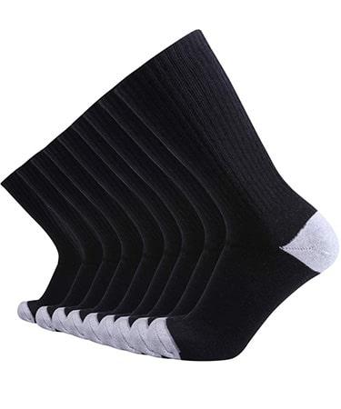 Enerwear 10 Pack Men's Cotton Moisture Wicking Heavy Cushion Crew Socks